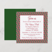 Sucre de canne Striped Holiday Party Invitation (Devant / Derrière)