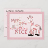 Sucre et épice bébé fille rose Douche Invitation (Devant / Derrière)