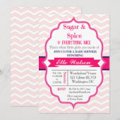 Sucre et épice rose fille bébé douche Invitations (Devant / Derrière)