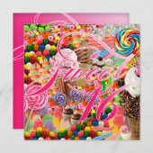 Sucré Invitation de 16 fêtes rose (Devant / Derrière)