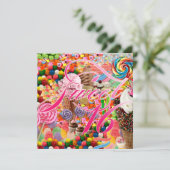 Sucré Invitation de 16 fêtes rose (Debout devant)