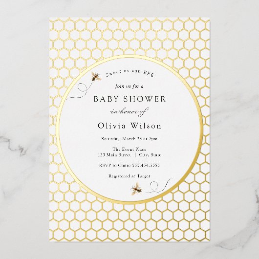 Sucré que peut être Baby shower Foil Invitation (Recto)