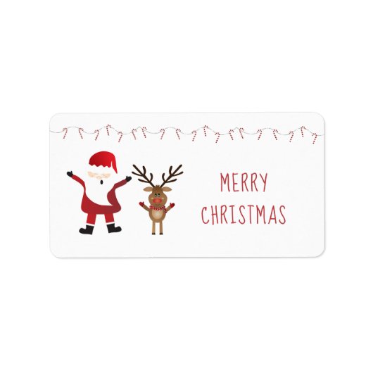 Sucres de canne du Père Noël Reindeer Étiquette ro (Devant)