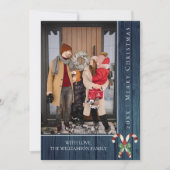 Sucres de canne rustiques Noël | Carte photo bleu (Devant)