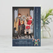 Sucres de canne rustiques Noël | Carte photo bleu (Debout devant)