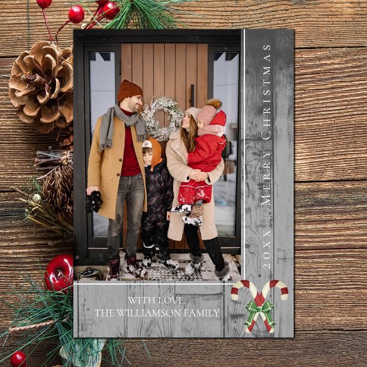 Sucres de canne rustiques Noël | Carte photo gris