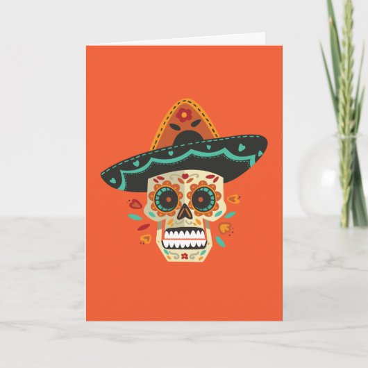 Sucrez Skull Dia de Muertos avec la carte de voeux (Devant)