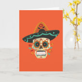 Sucrez Skull Dia de Muertos avec la carte de voeux (Fleur jaune)