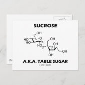 Sucrose, ook bekend als tafelsuiker (chemisch mole briefkaart (Voorkant / Achterkant)