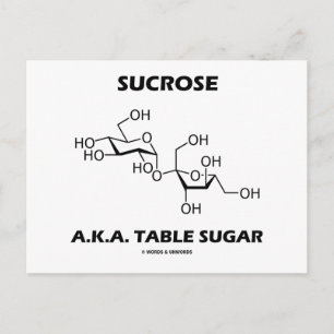 Sucrose, ook bekend als tafelsuiker (chemisch mole briefkaart