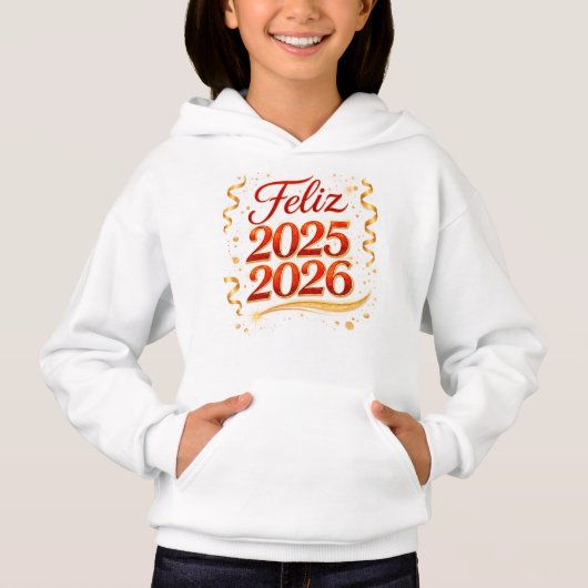 Sudadera con Capucha para Niña – Diseño “Feliz 202 (Devant)