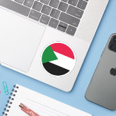 Sudan Vlag Ronde Sticker (Laptop met iPhone)
