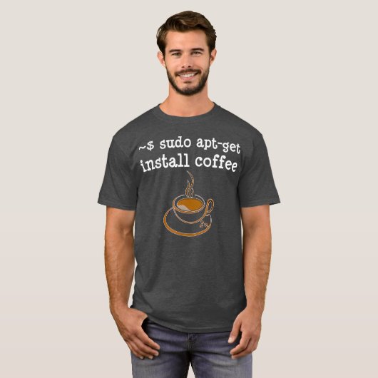 Sudo Apt Get Install Coffee Coding Developer T-shirt (Voorkant volledig)
