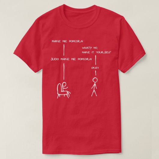 Sudo Make Me Popcorn Funny Programming Jokes T-shirt (Design voorkant)