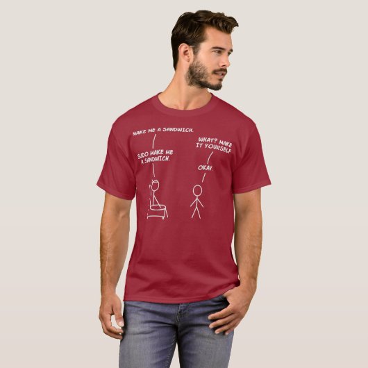 Sudo Make Sandwich Funny Linu T-shirt (Voorkant volledig)
