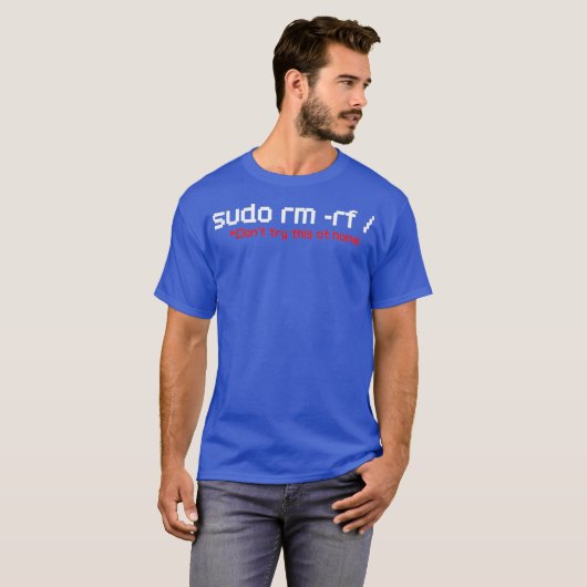 Sudo RM RF Funny Programmer Development Coder Linu T-shirt (Voorkant volledig)