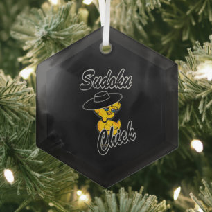 Sudoku Chick #4 Glas Ornament