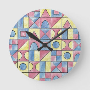 Sudoku One-Modern Minimalistische Bauhaus Geometri Ronde Klok