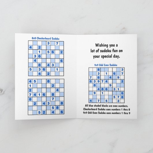 Sudoku Puzzles Carte d'anniversaire (Intérieur)