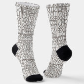 Sudoku Two-Black en White Geometric Pattern Sokken (Gebogen)
