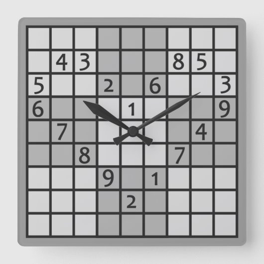 SUDOKU-wandklok Vierkante Klok (Voorkant)