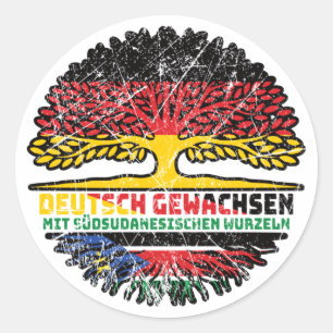 Südsudan Südsudanesisch Deutschland Baum Ronde Sticker
