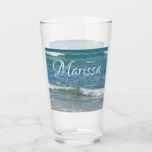 Sudsy Blue Atlantic Ocean Shore Custom Name Desk O Glas