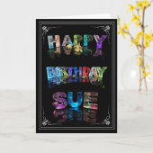 Sue - Nom dans la carte de voeux (Photo) (Fleur jaune)