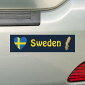Suède Coeur Drapeau + Sticker de pare-chocs (En voiture)