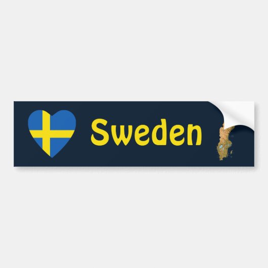 Suède Coeur Drapeau + Sticker de pare-chocs (Devant)