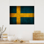 Suède Drapeau Distressed Poster imprimé (Cuisine)