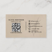 Suede Neutral Scissors QR Code Hair Stylist  Visitekaartje (Achterkant)