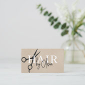 Suede Neutral Scissors QR Code Hair Stylist  Visitekaartje (Staand voorkant)