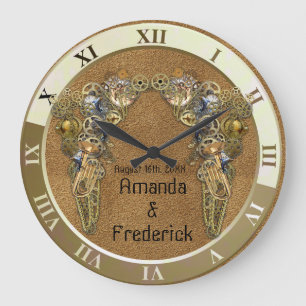 Suede Texture with Steampunk Sculptures Grote Klok