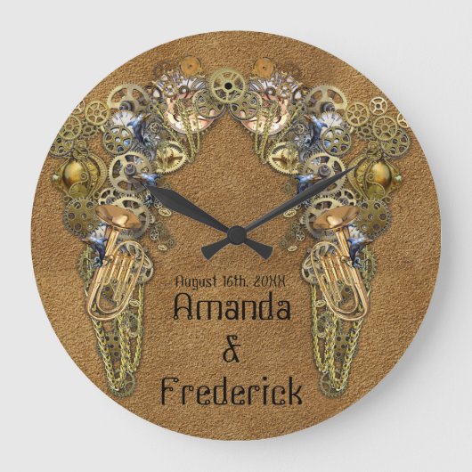 Suede Texture with Steampunk Sculptures Grote Klok (Voorkant)