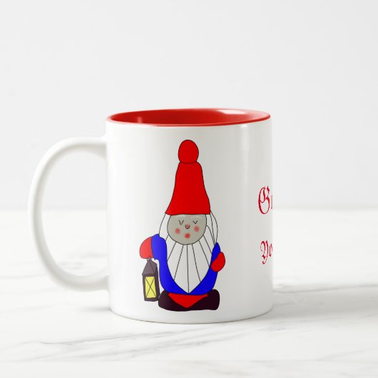 Suédoise Gnome Tomten Mug à café à deux tons (Gauche)