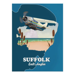 Suffolk East anglia-kaart Perfect Poster