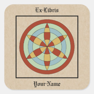 Suffolk Hexafoil Heksenmerk Ex-Libris Vierkante Sticker