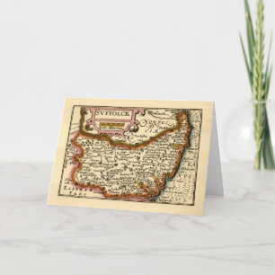 Suffolk (Suffolck) Comté Angleterre Carte Antiquai