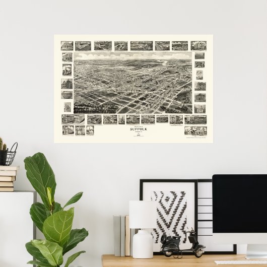 Suffolk, VA Panoramic Map - 1907 Poster (Thuiskantoor)