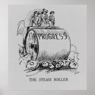 Suffrage Steamroller Politieke Cartoon Poster