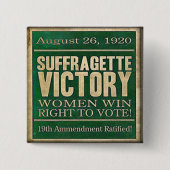 Suffragette historisch kiesrecht vierkante button 5,1 cm (Voorkant)