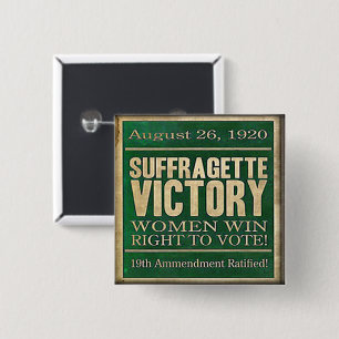 Suffragette historisch kiesrecht vierkante button 5,1 cm