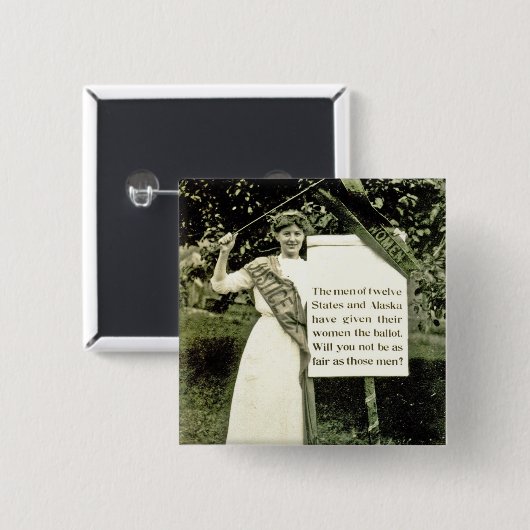  Suffragette Pin Vierkante Button 5,1 Cm (Voorkant /achterkant)