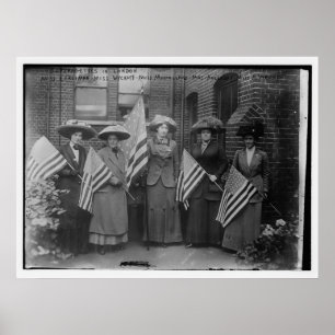 Suffragettes Holding Amerikaanse vlaggen Poster