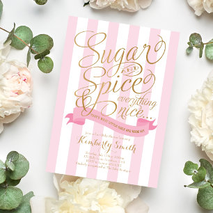 Sugar and Spice Baby Girl Baby shower Invitation Kaart