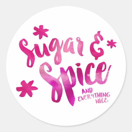 Sugar and Spice Baby shower Waterverf Ronde Sticker (Voorkant)