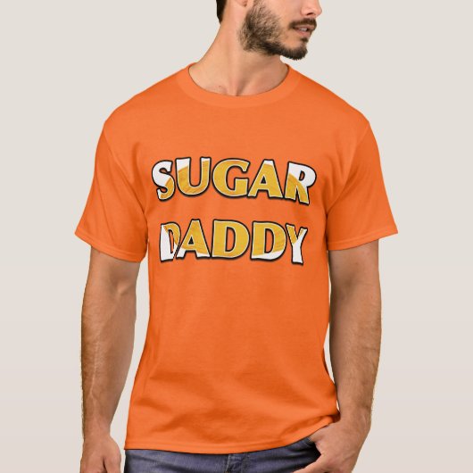 SUGAR DADDY Oranje Snoep Rode bovenkant T-shirt (Voorkant)