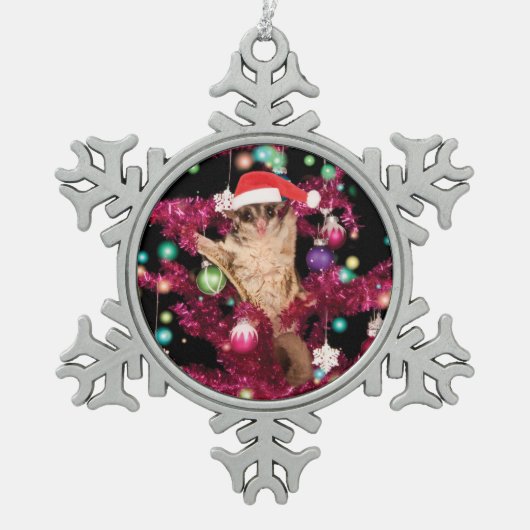 Sugar Glider Christmas Tin Sneeuwvlok Ornament (Voorkant)