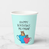 Sugar Glider in Tea Cups Custom Verjaardagsfeest Papieren Bekers (Voorkant)
